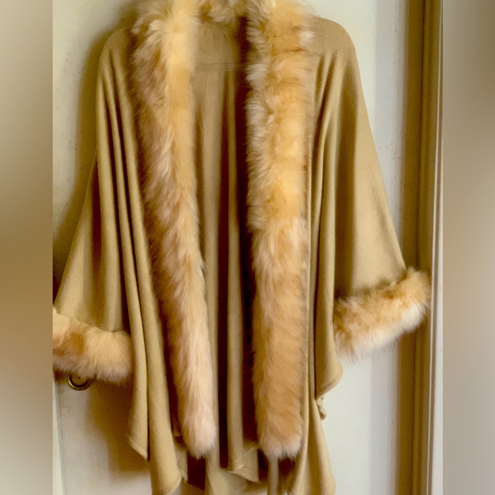 Beautiful light brown w/faux fur coat. $25